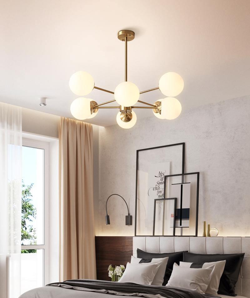 Eshlen Chandelier Brass Opal Glass