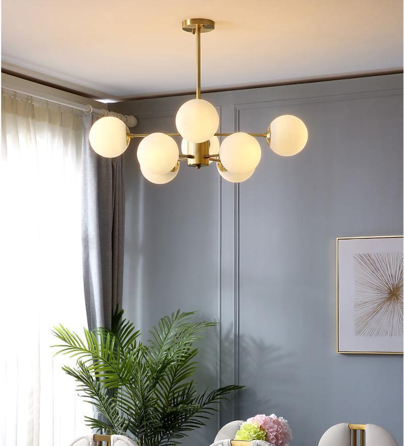 Eshlen Chandelier Brass Opal Glass