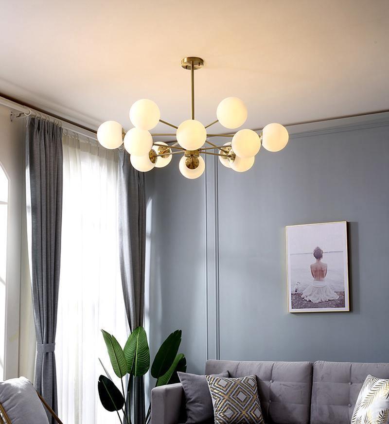 Eshlen Chandelier Brass Opal Glass