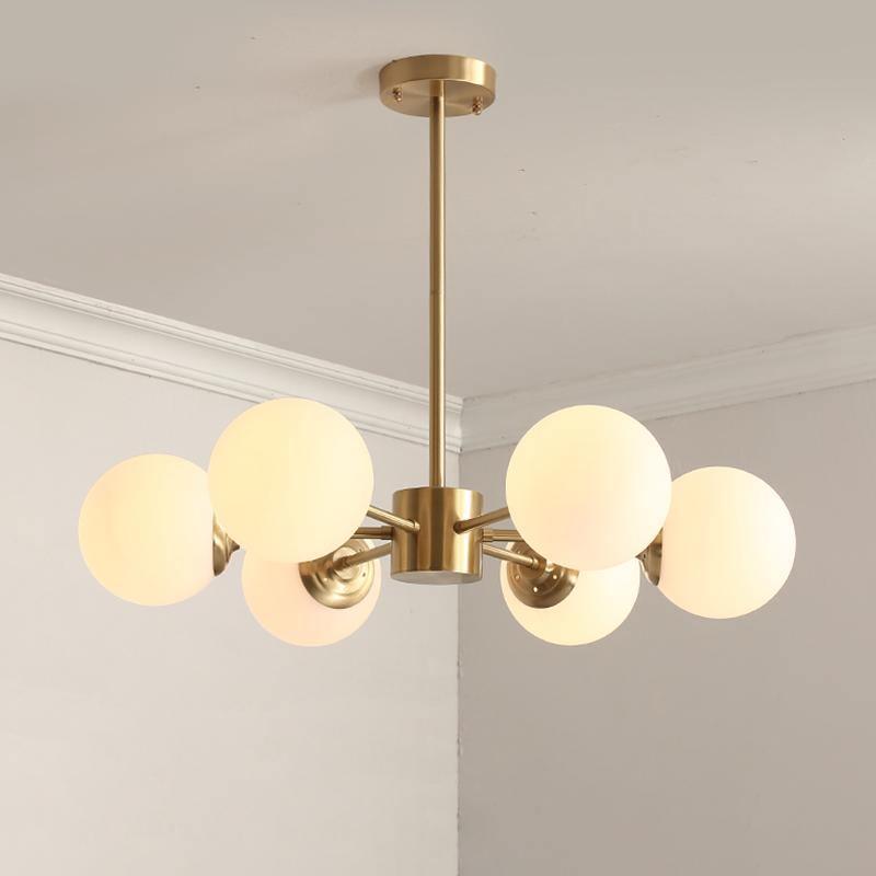 Eshlen Chandelier Brass Opal Glass