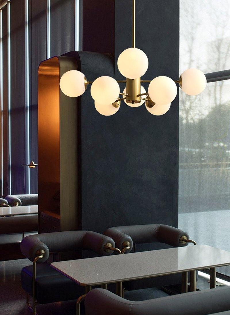 Eshlen Chandelier Brass Opal Glass