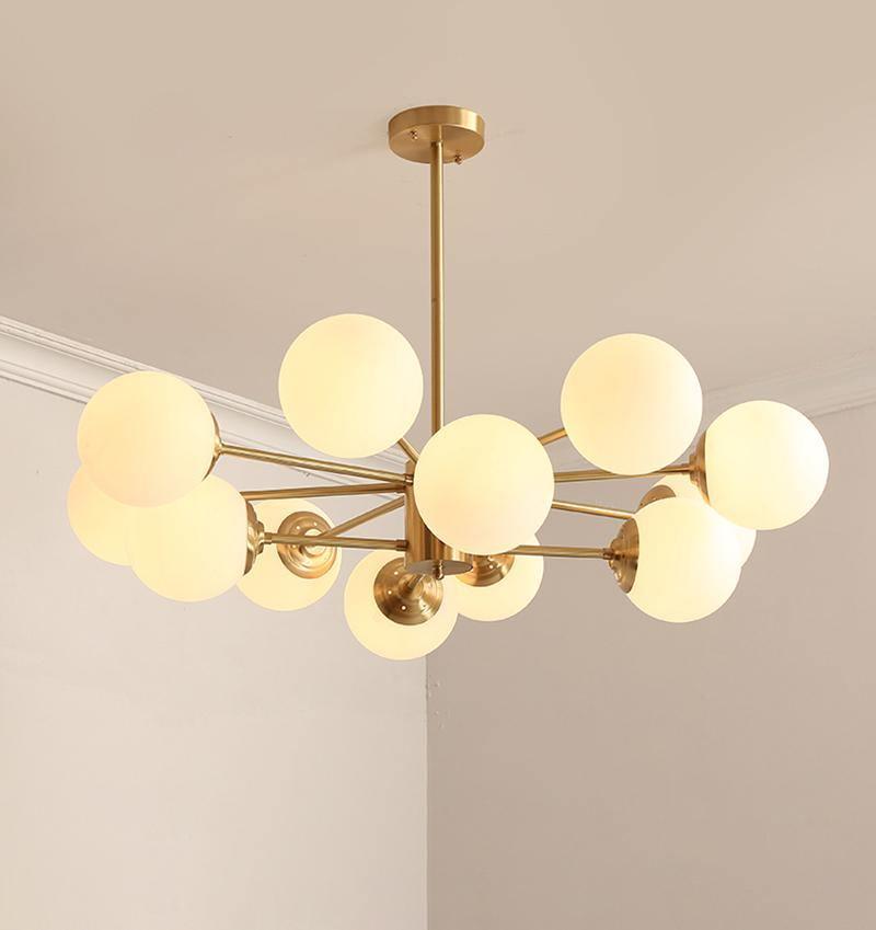 Eshlen Chandelier Brass Opal Glass