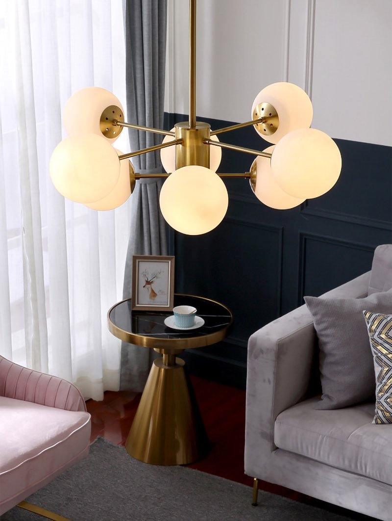 Eshlen Chandelier Brass Opal Glass