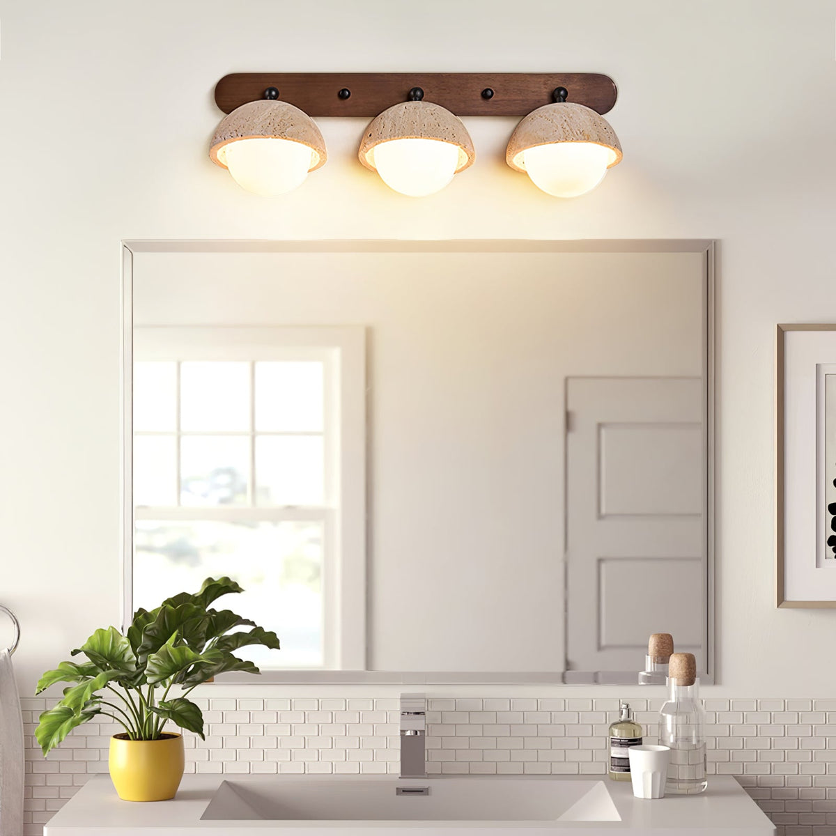 Cavix Arc-Shaped Travertine Wall Light