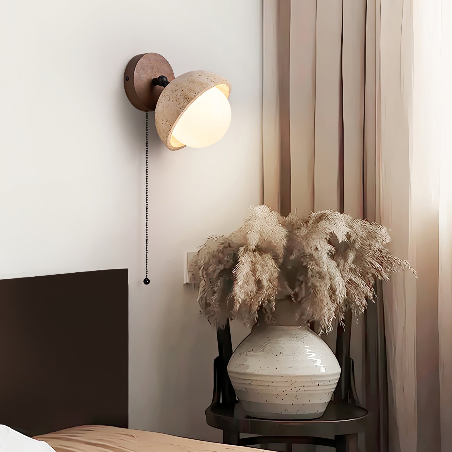 Cavix Arc-Shaped Travertine Wall Light