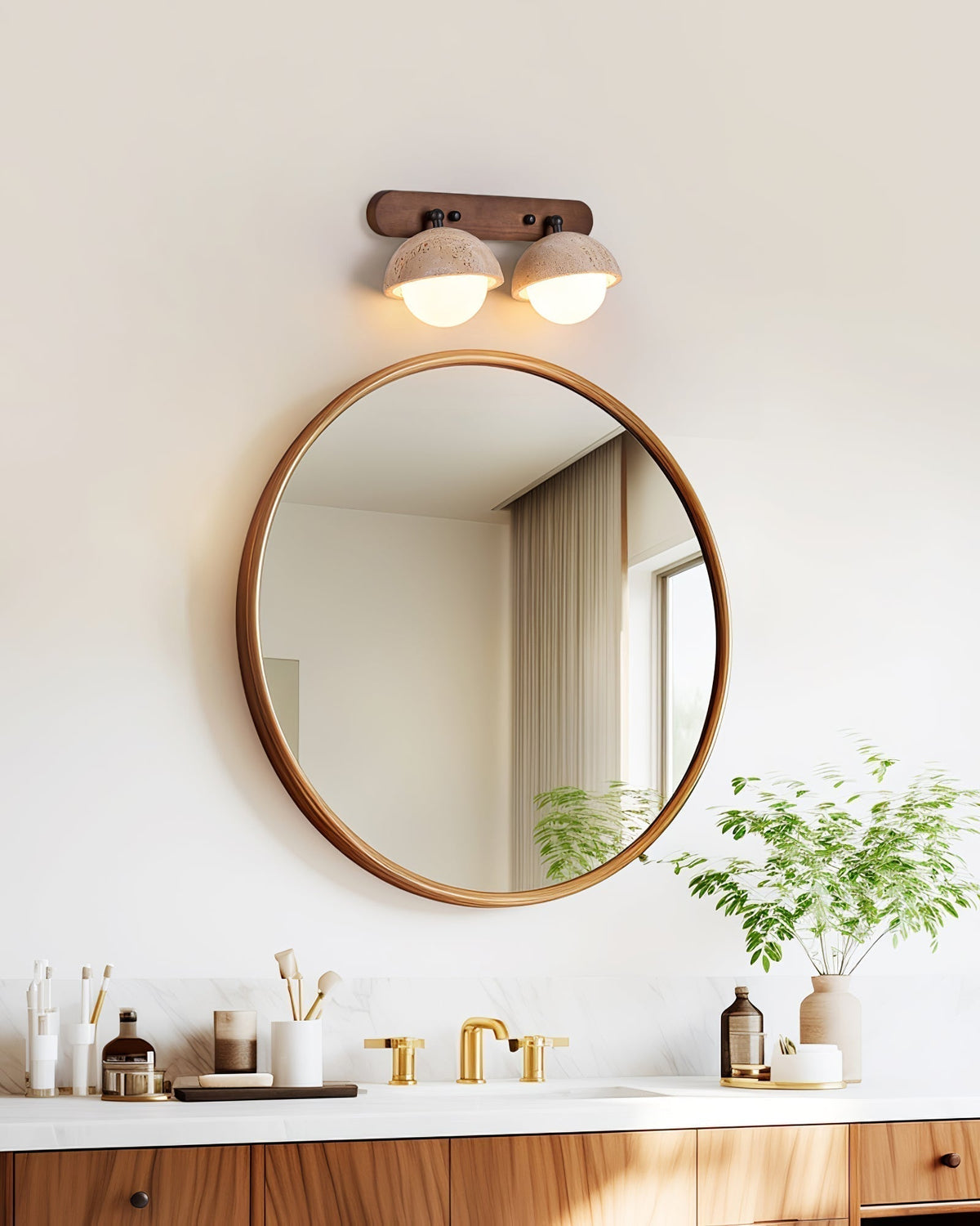 Cavix Arc-Shaped Travertine Wall Light