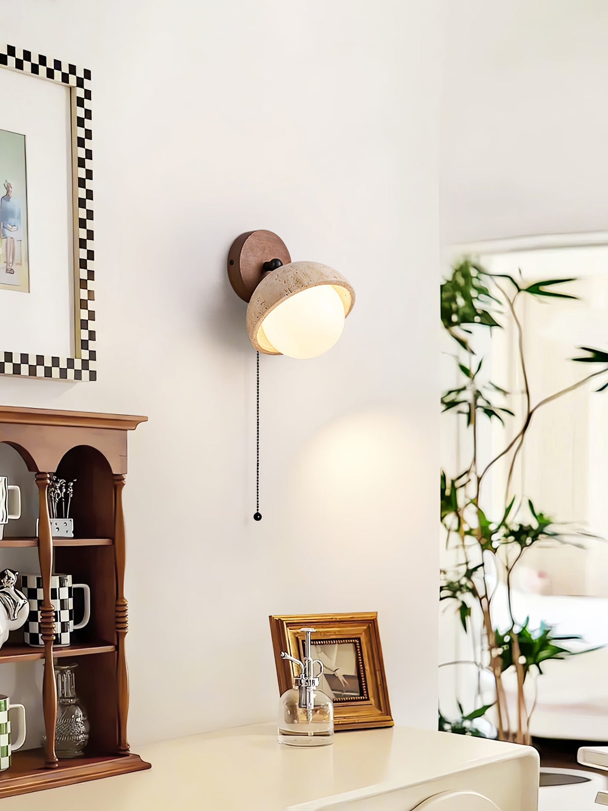 Cavix Arc-Shaped Travertine Wall Light