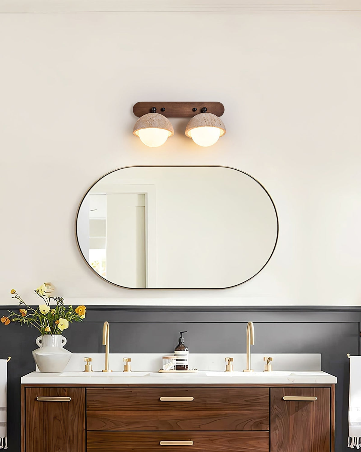 Cavix Arc-Shaped Travertine Wall Light