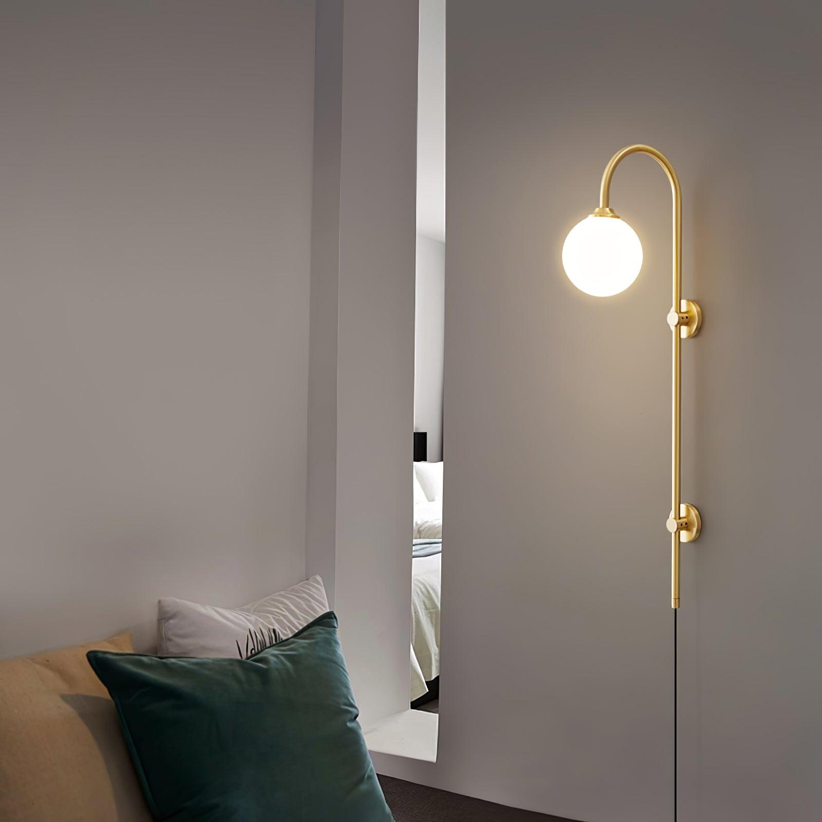 Evshaia Premium Elegance Globe Plug-in Brass Glass Sconce Wall lamp
