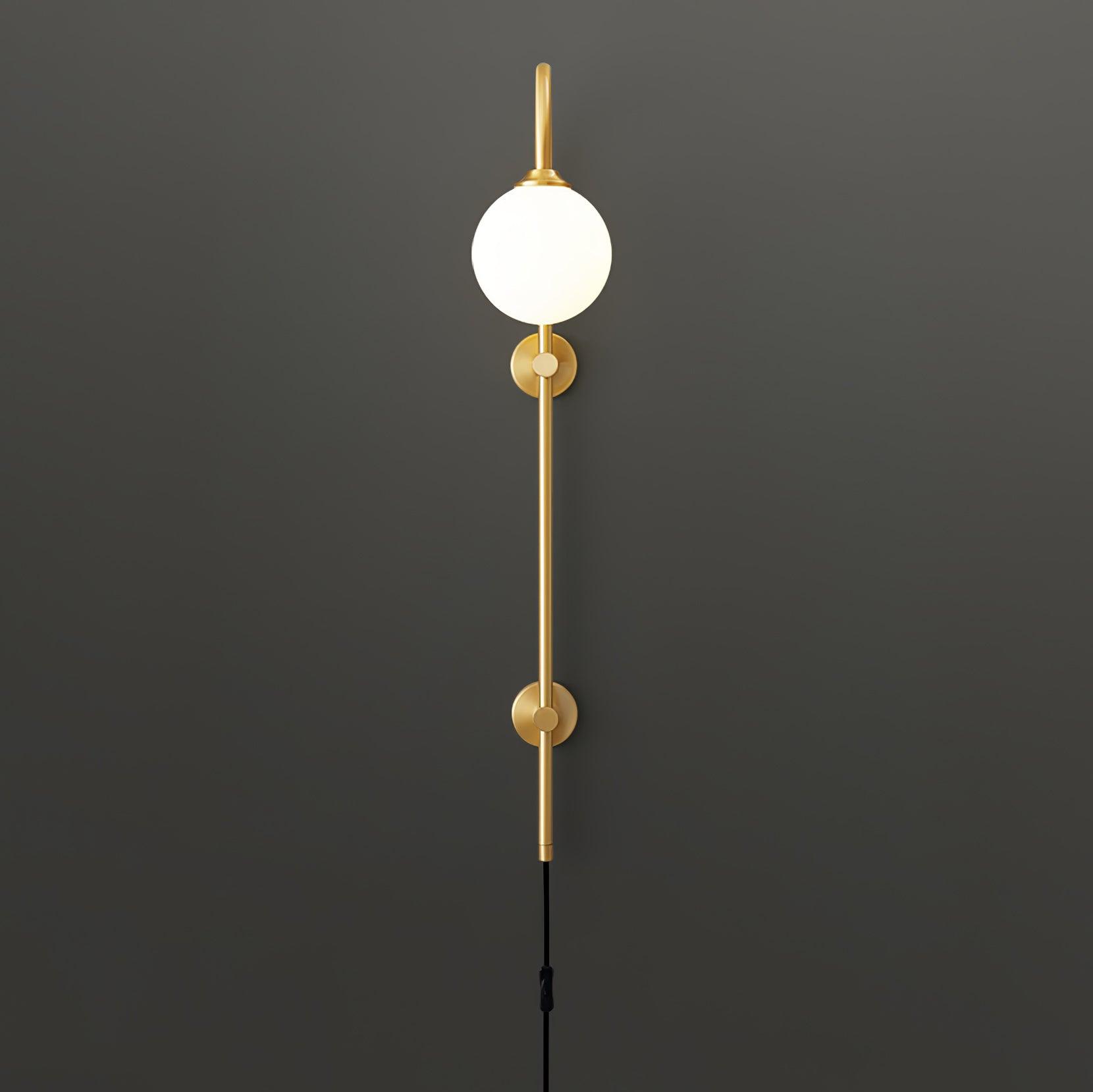 Evshaia Premium Elegance Globe Plug-in Brass Glass Sconce Wall lamp