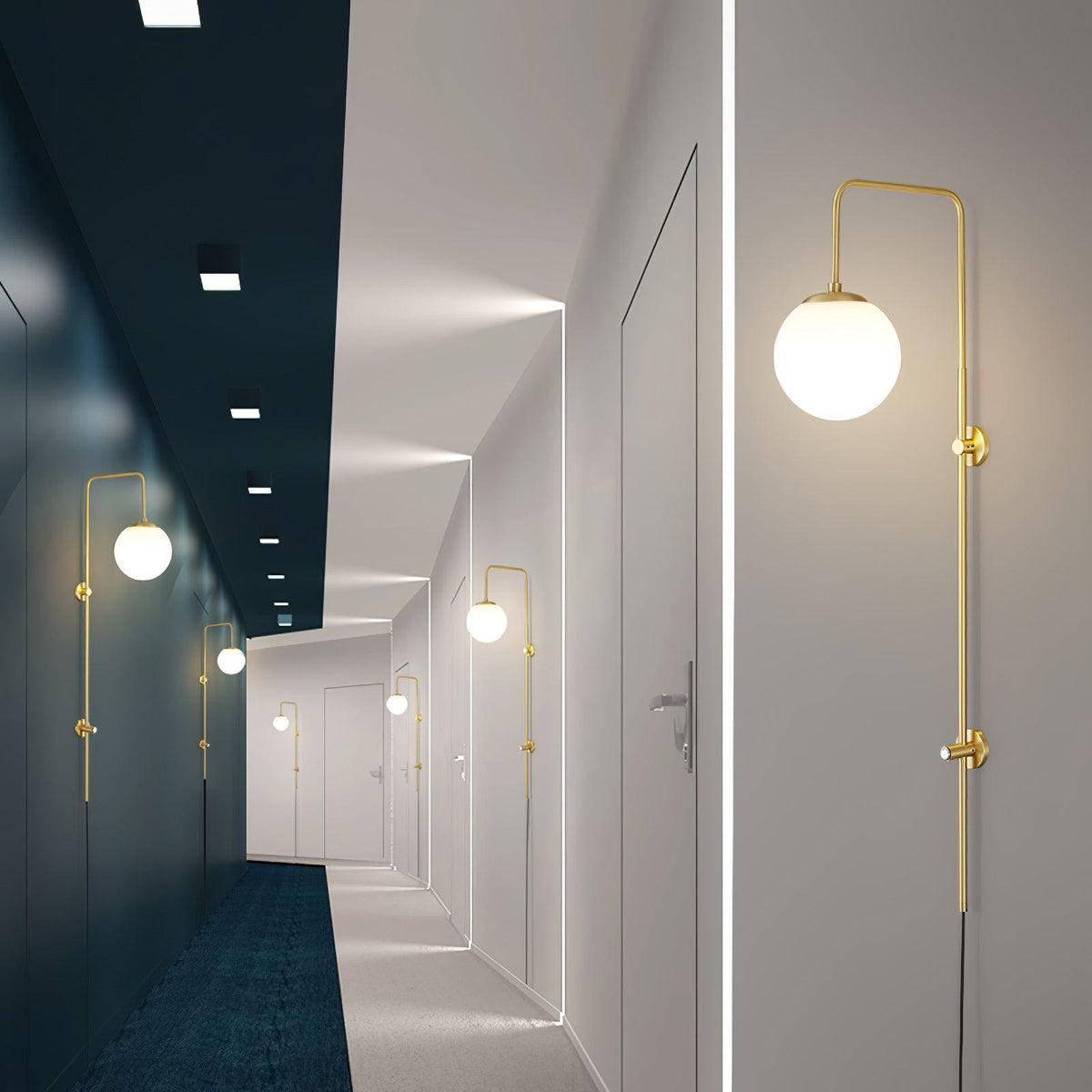 Evshaia Premium Elegance Globe Plug-in Brass Glass Sconce Wall lamp