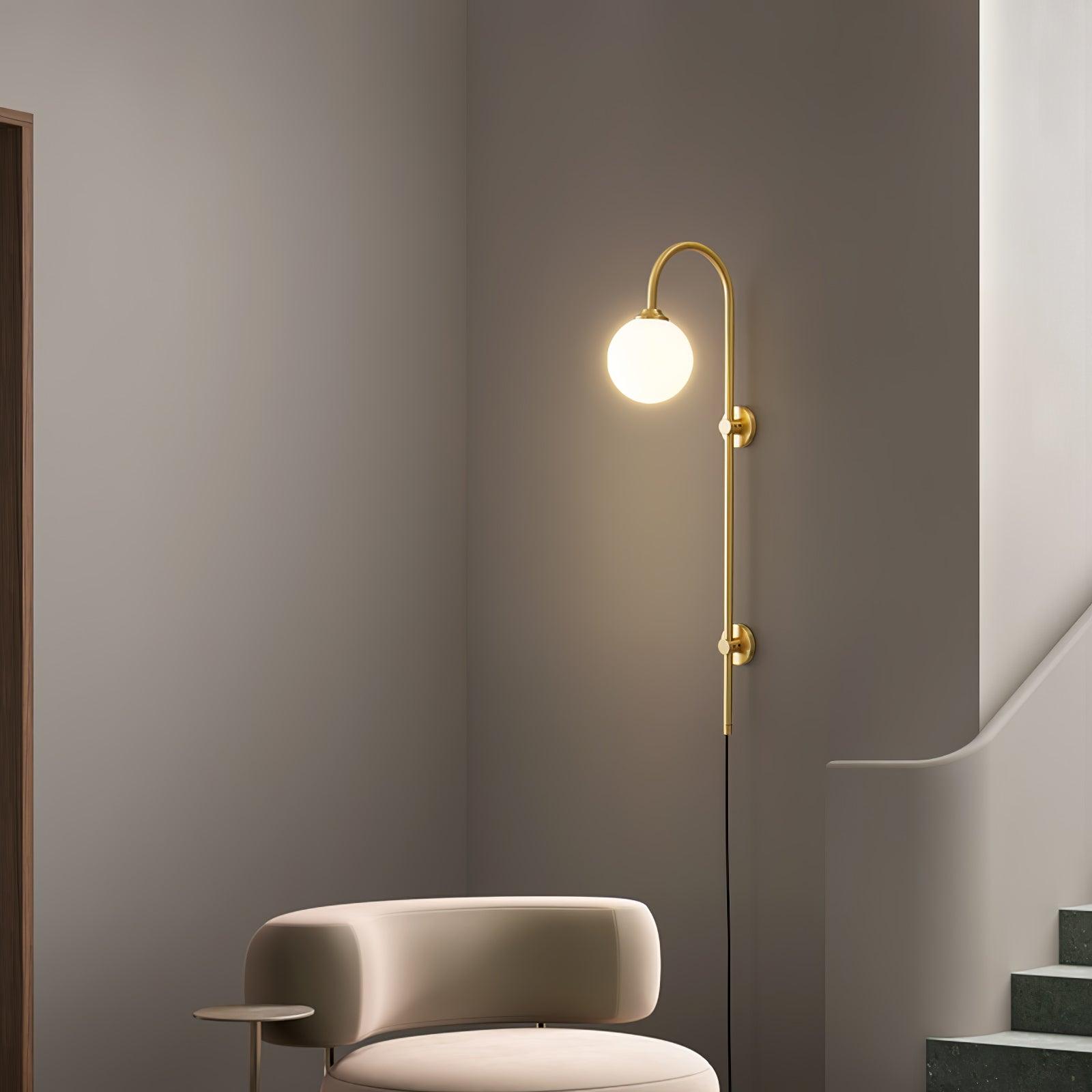 Evshaia Premium Elegance Globe Plug-in Brass Glass Sconce Wall lamp