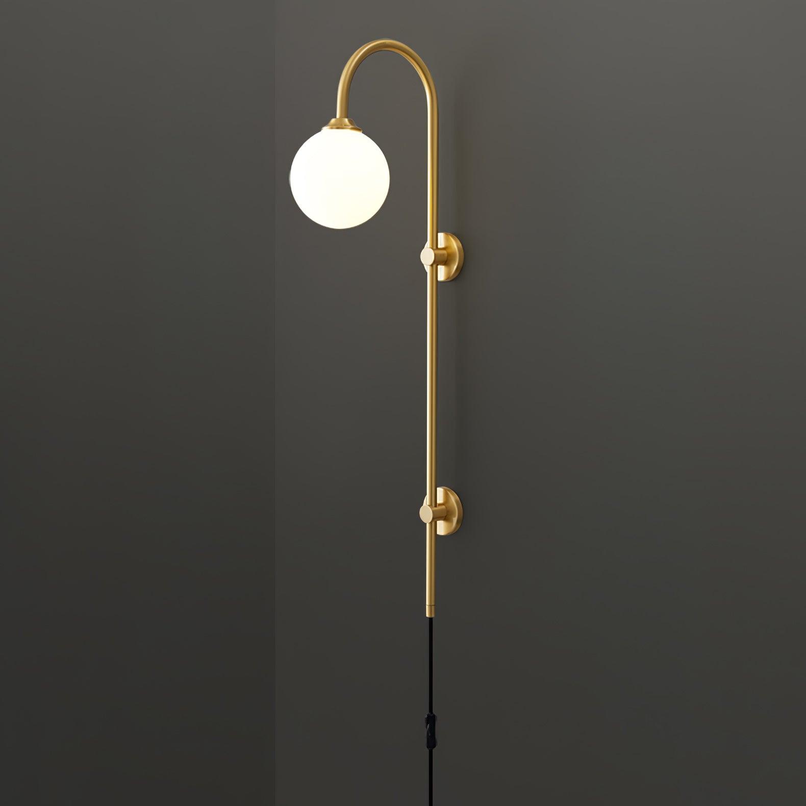 Evshaia Premium Elegance Globe Plug-in Brass Glass Sconce Wall lamp