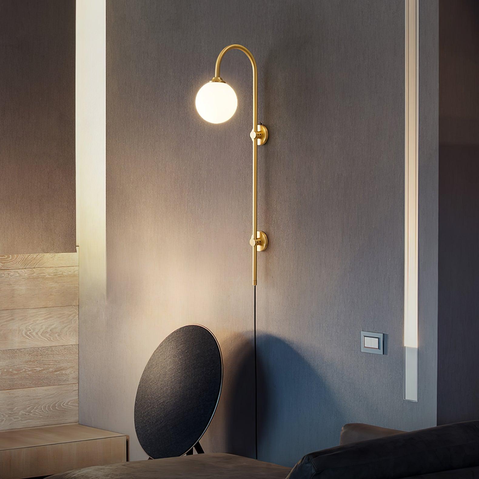Evshaia Premium Elegance Globe Plug-in Brass Glass Sconce Wall lamp