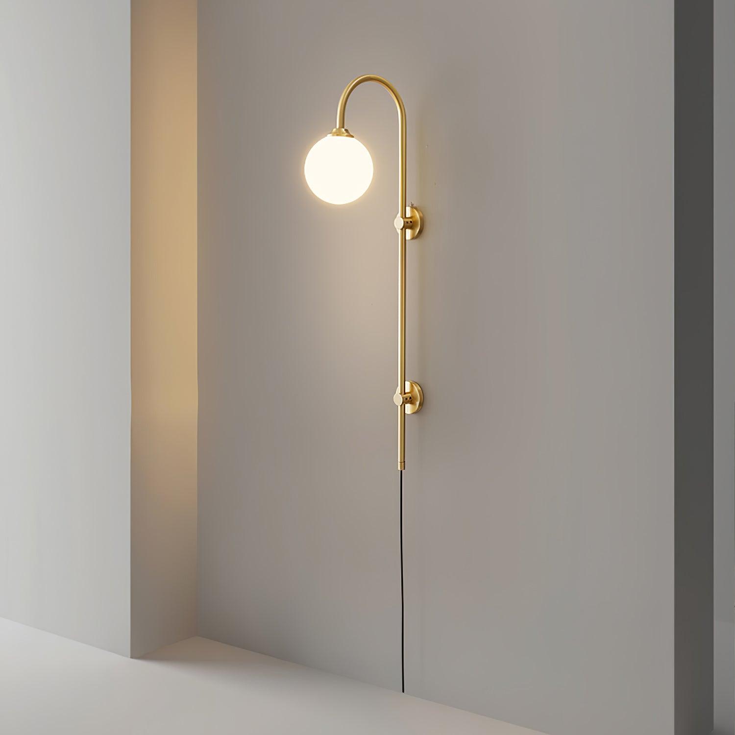 Evshaia Premium Elegance Globe Plug-in Brass Glass Sconce Wall lamp