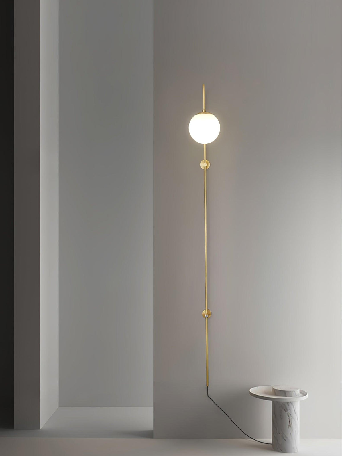 Evshaia Premium Elegance Globe Plug-in Brass Glass Sconce Wall lamp