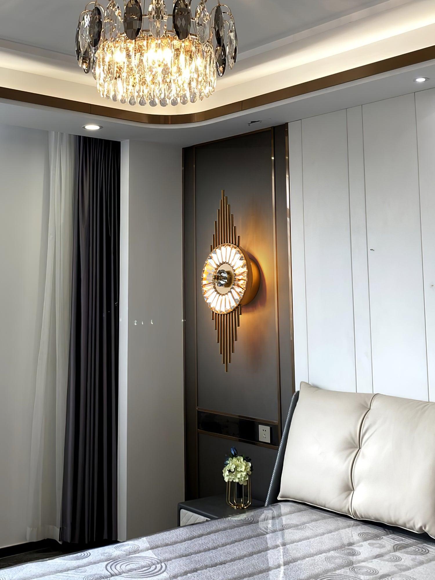 Cilirel Postmodern Luxury Gear Gold Crystal Wall Light