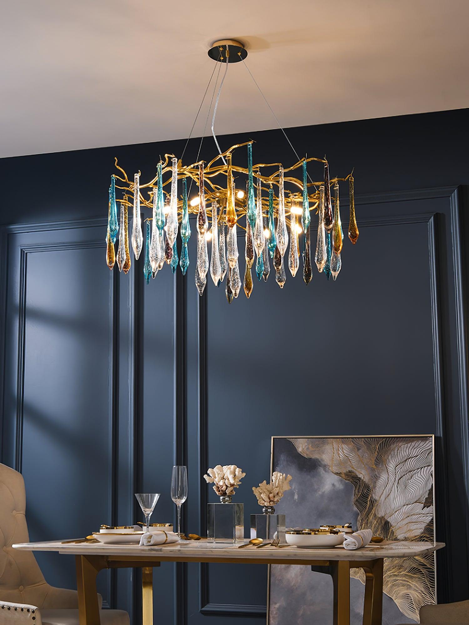 Krashen Chandelier Teardrop Glass Luxe