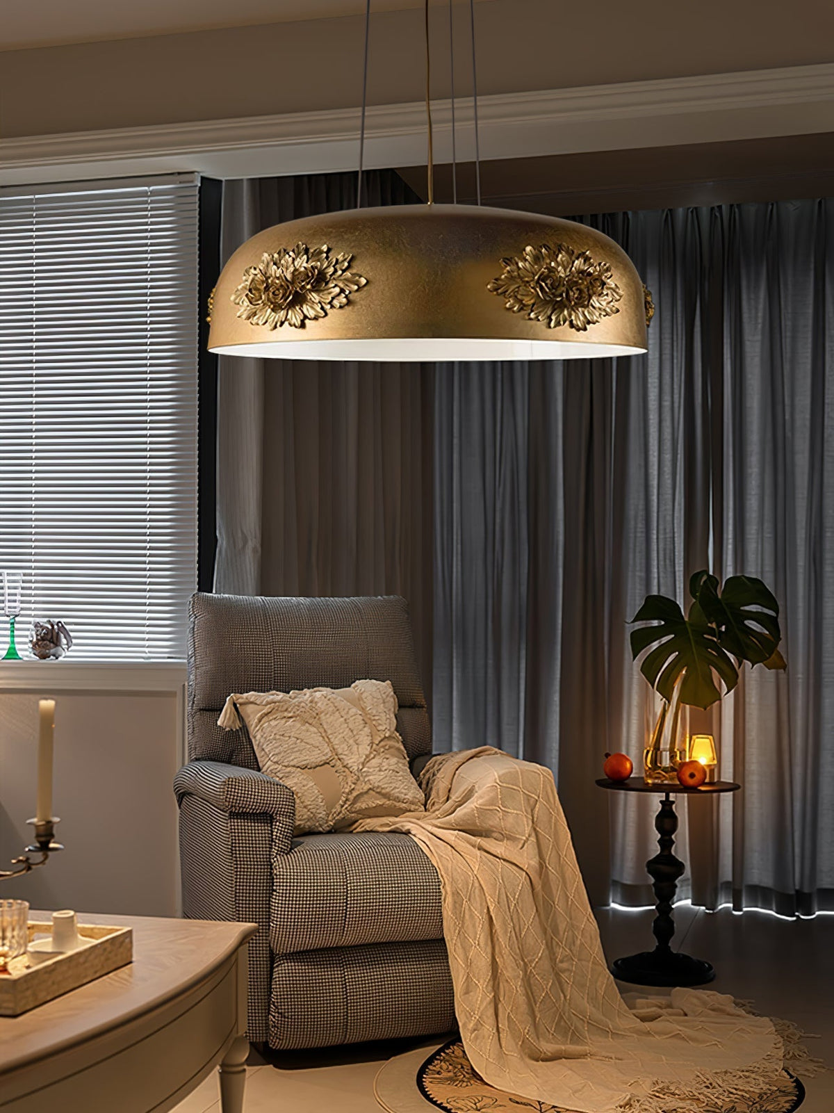 Zesolila Traditional Art Gold Pendant Light