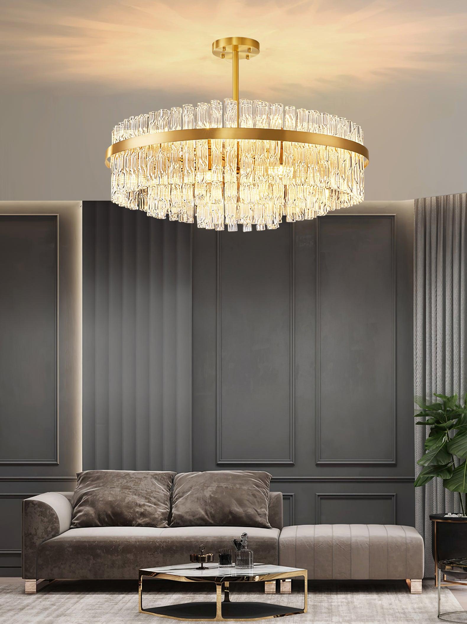 Solivian Chandelier Gold Clear Rod Elegant