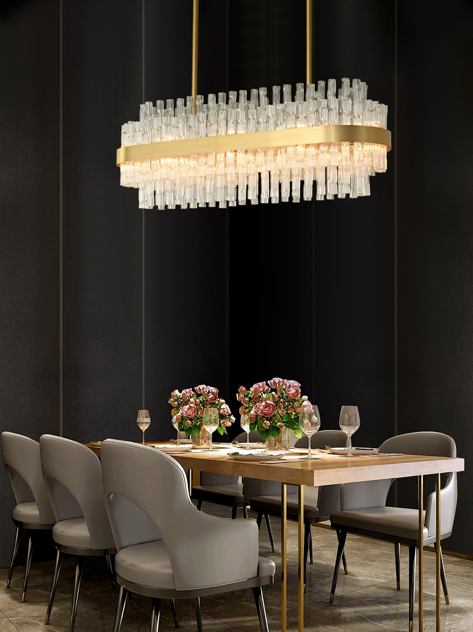 Solivian Chandelier Gold Clear Rod Elegant
