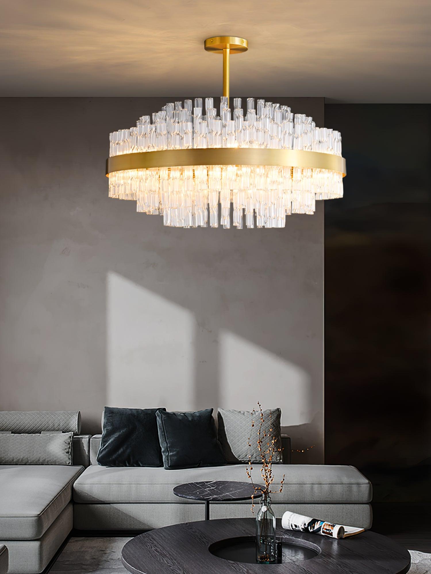 Solivian Chandelier Gold Clear Rod Elegant