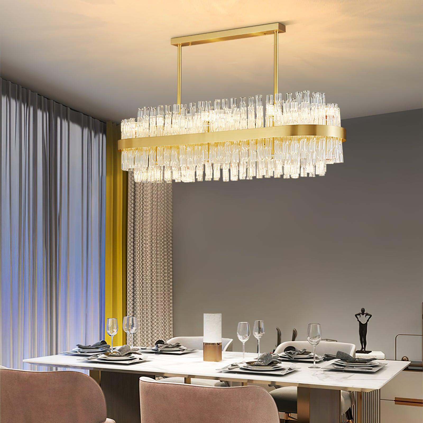 Solivian Chandelier Gold Clear Rod Elegant
