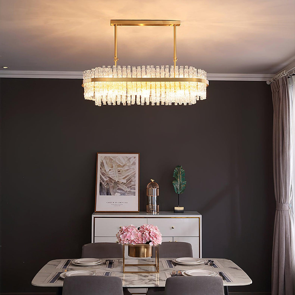 Solivian Chandelier Gold Clear Rod Elegant