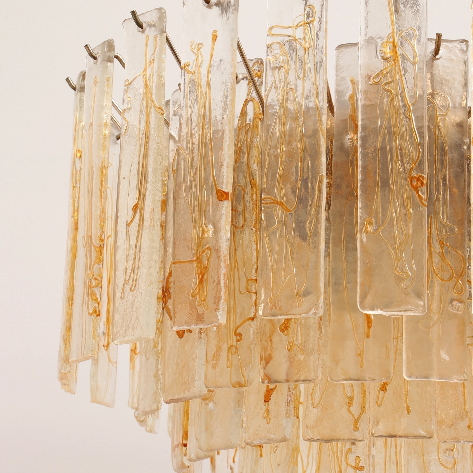 Liorisora Chandelier Golden Amber Glass Layered Geometric Luxury