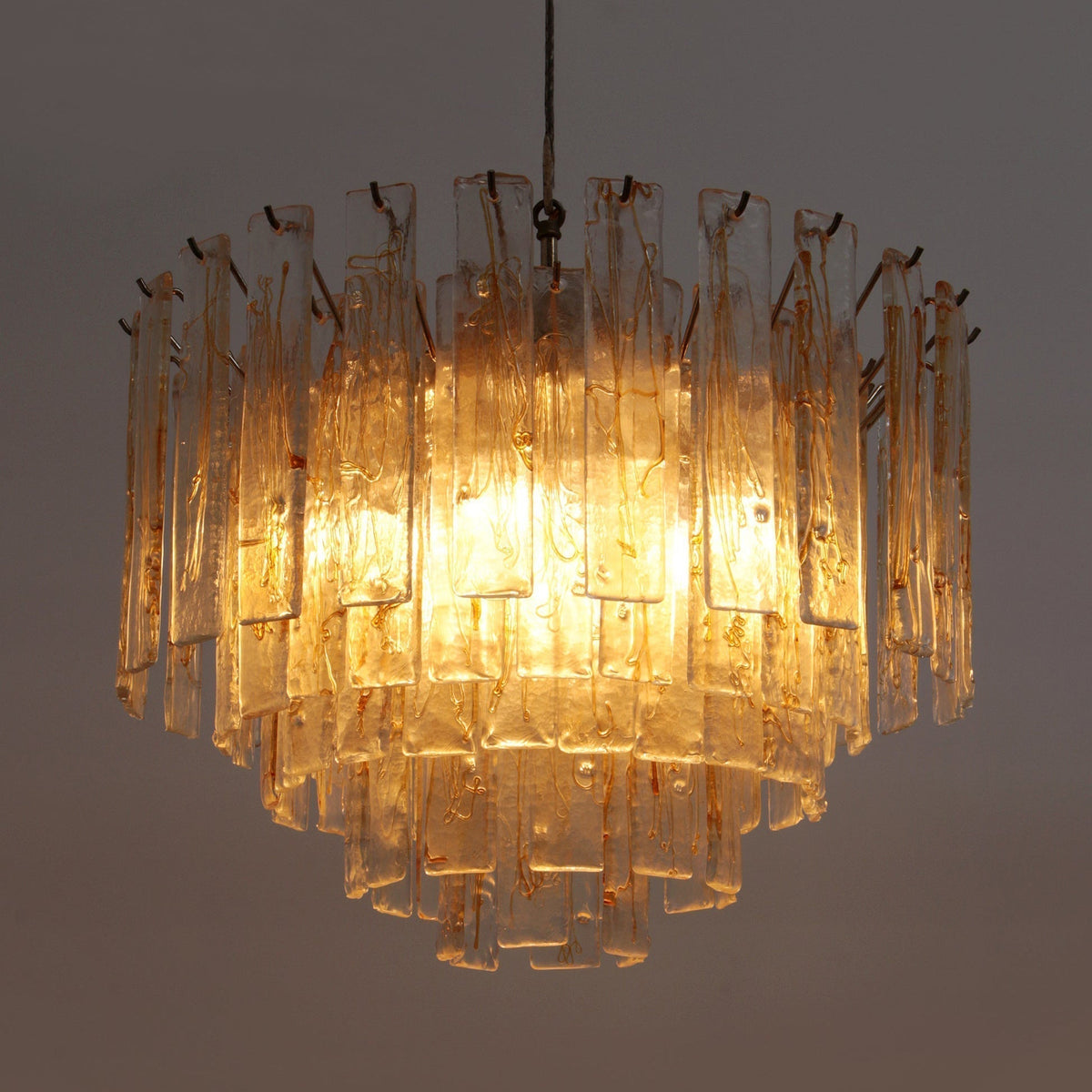 Liorisora Chandelier Golden Amber Glass Layered Geometric Luxury