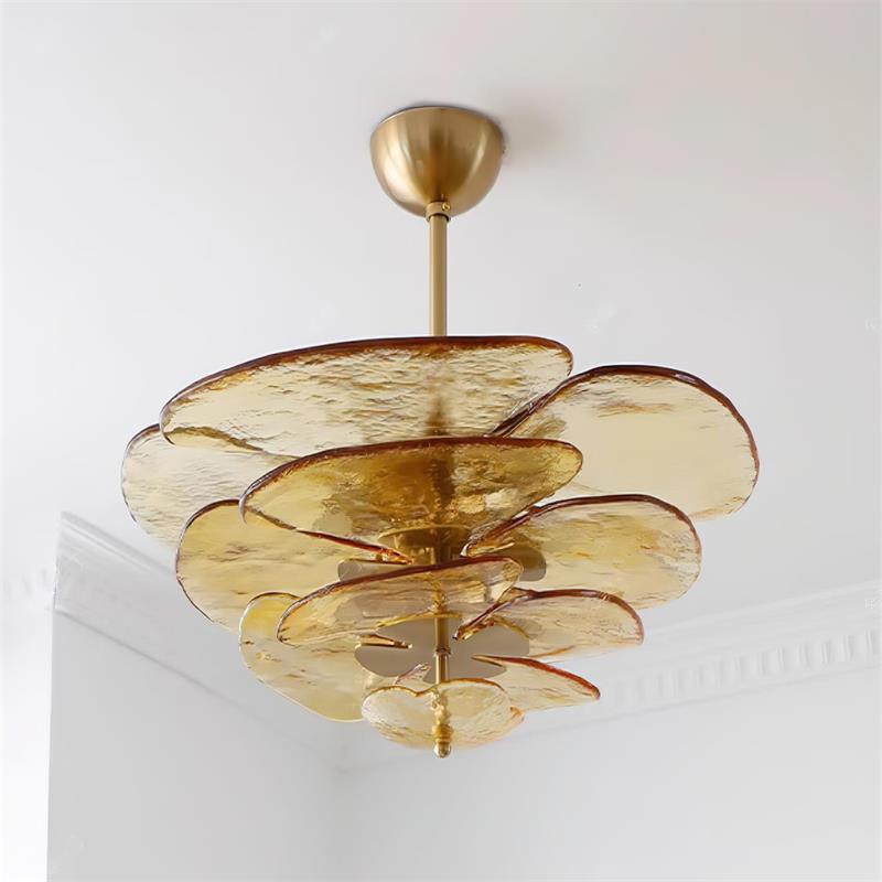 Crivs Chandelier Gold Murano Glass Petal Luxury