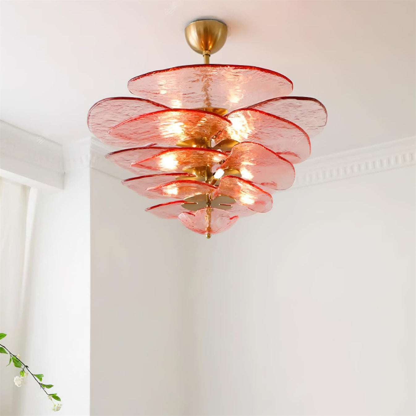 Crivs Chandelier Gold Murano Glass Petal Luxury