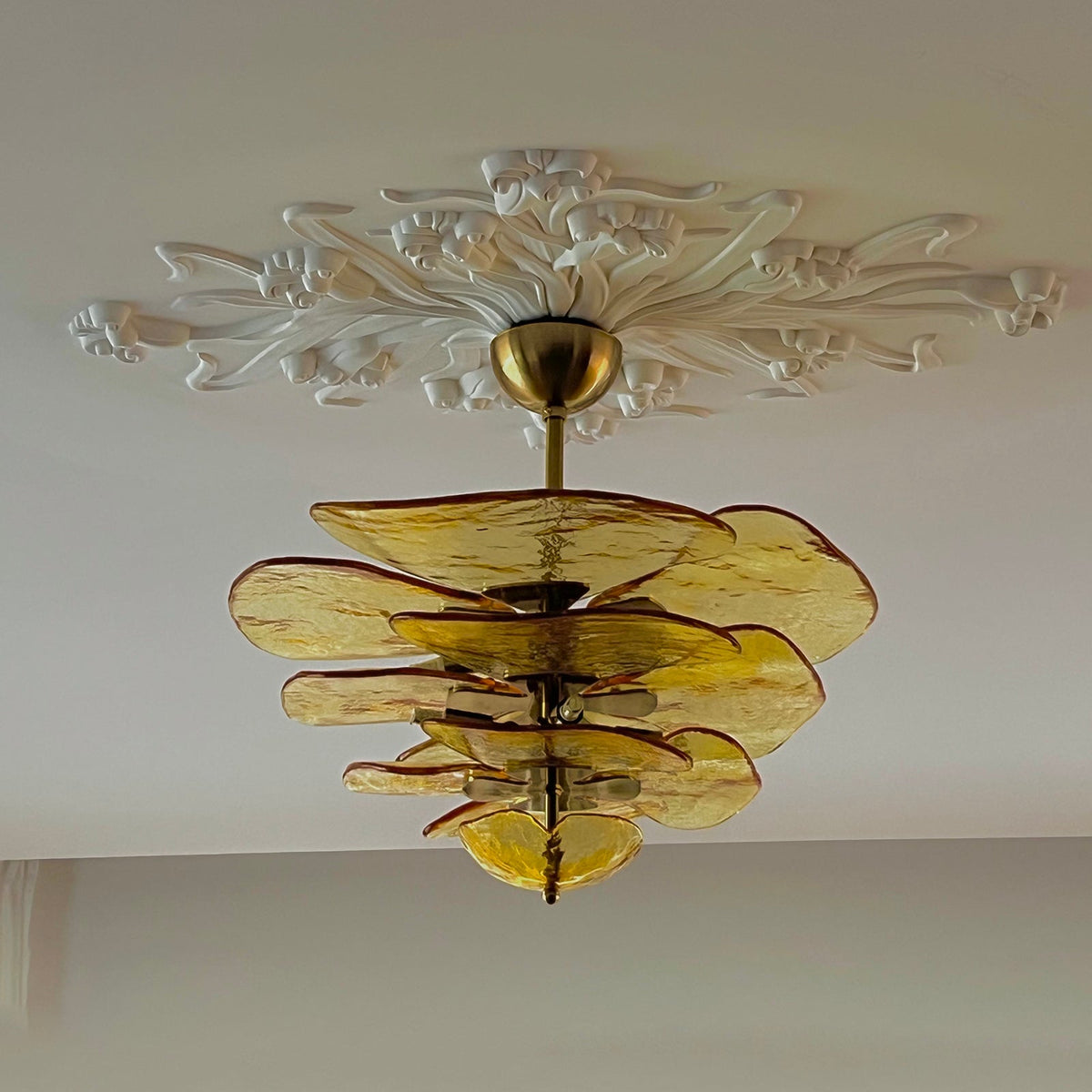 Crivs Chandelier Gold Murano Glass Petal Luxury
