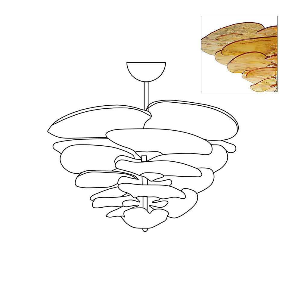 Crivs Chandelier Gold Murano Glass Petal Luxury
