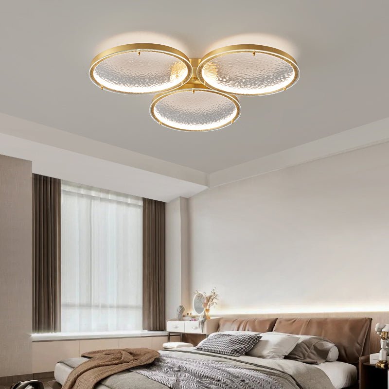Itale Unique Rings Golden Brass Glass Ceiling Light