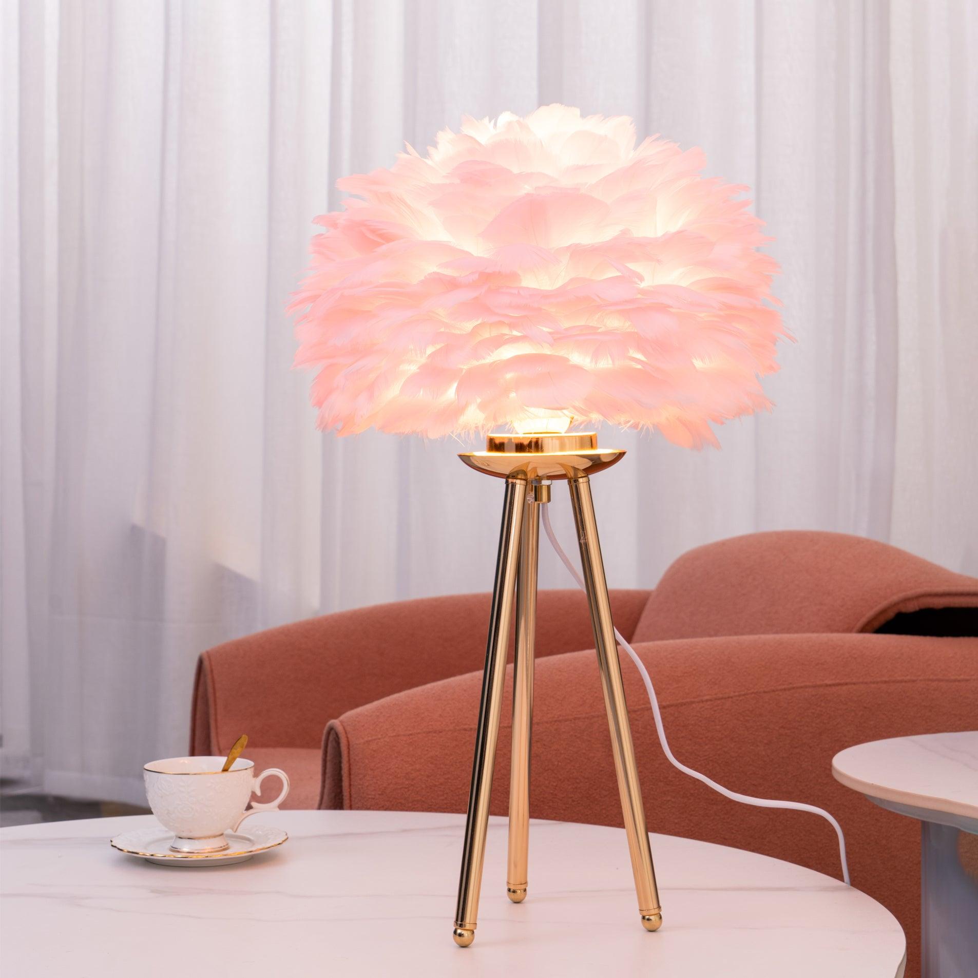 Nilo Feather Feminine Table Lamp - Neutral Decor