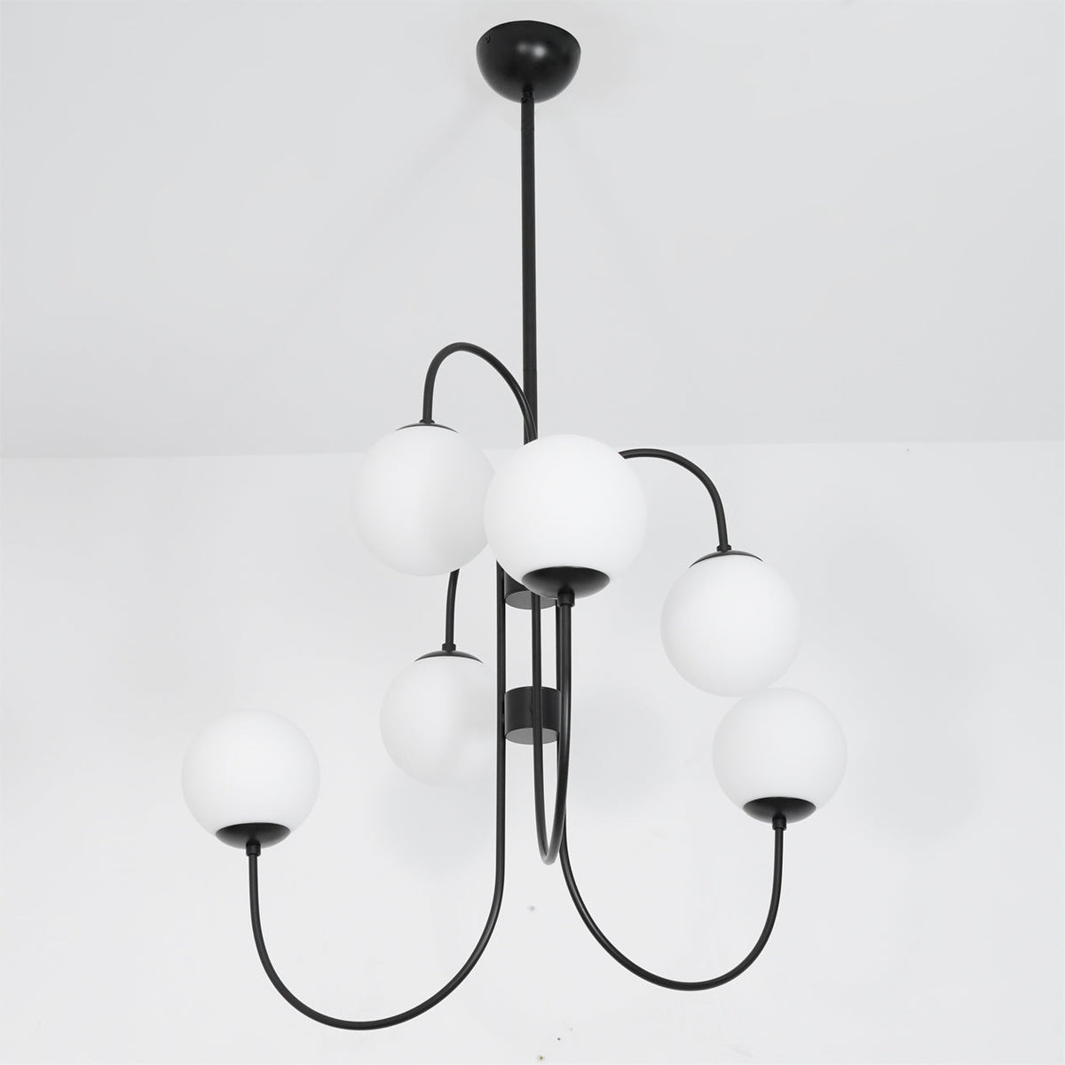 Auruaria Chandelier Brass Globe Cluster Curved Arm