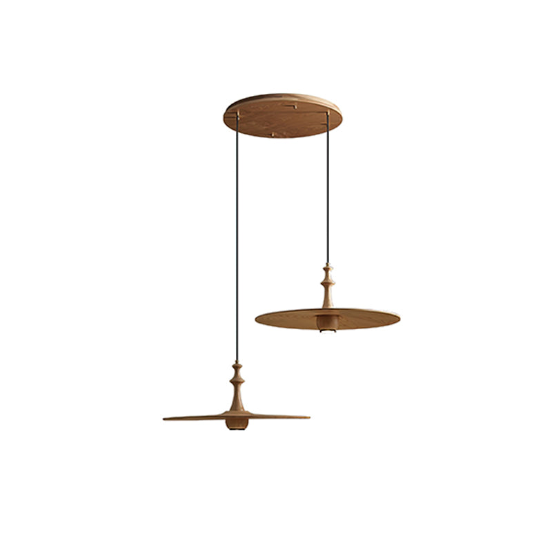 Syrinyra Sculptural Wood Disc Pendant Light