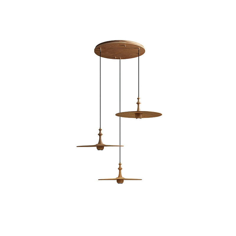 Syrinyra Sculptural Wood Disc Pendant Light