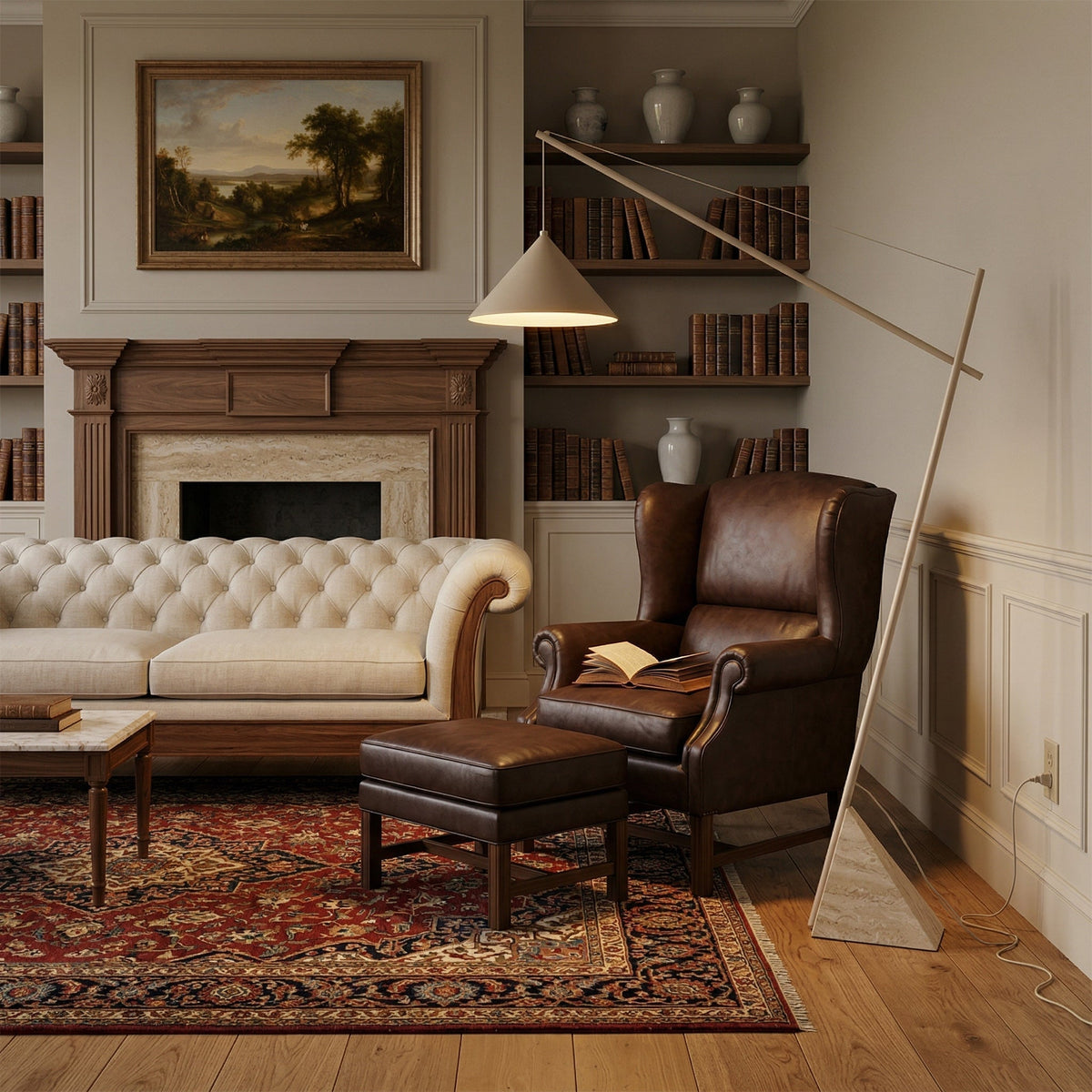 Valorielle Travertine Floor Lamp