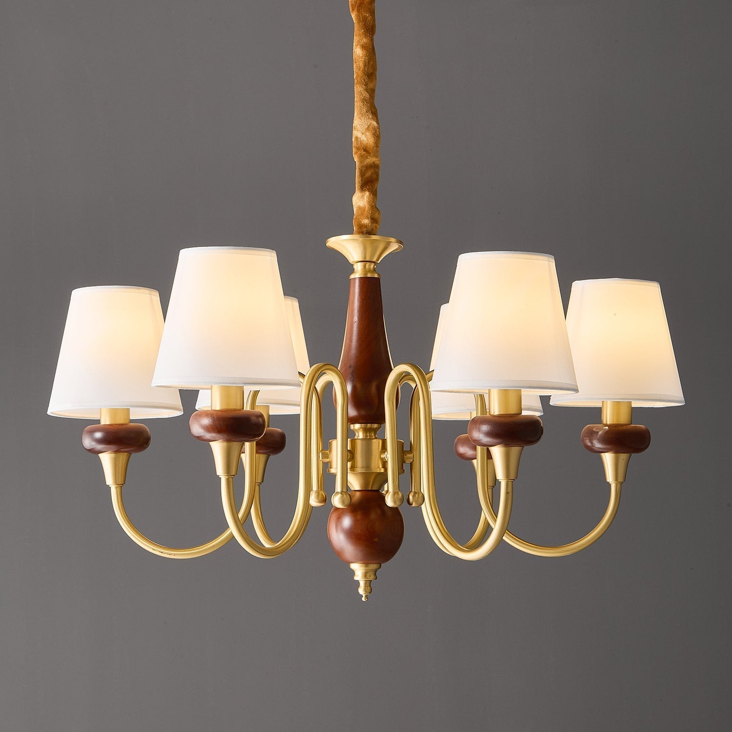 Zovena Classic Elegance Vintage Fabric Wood Chandelier