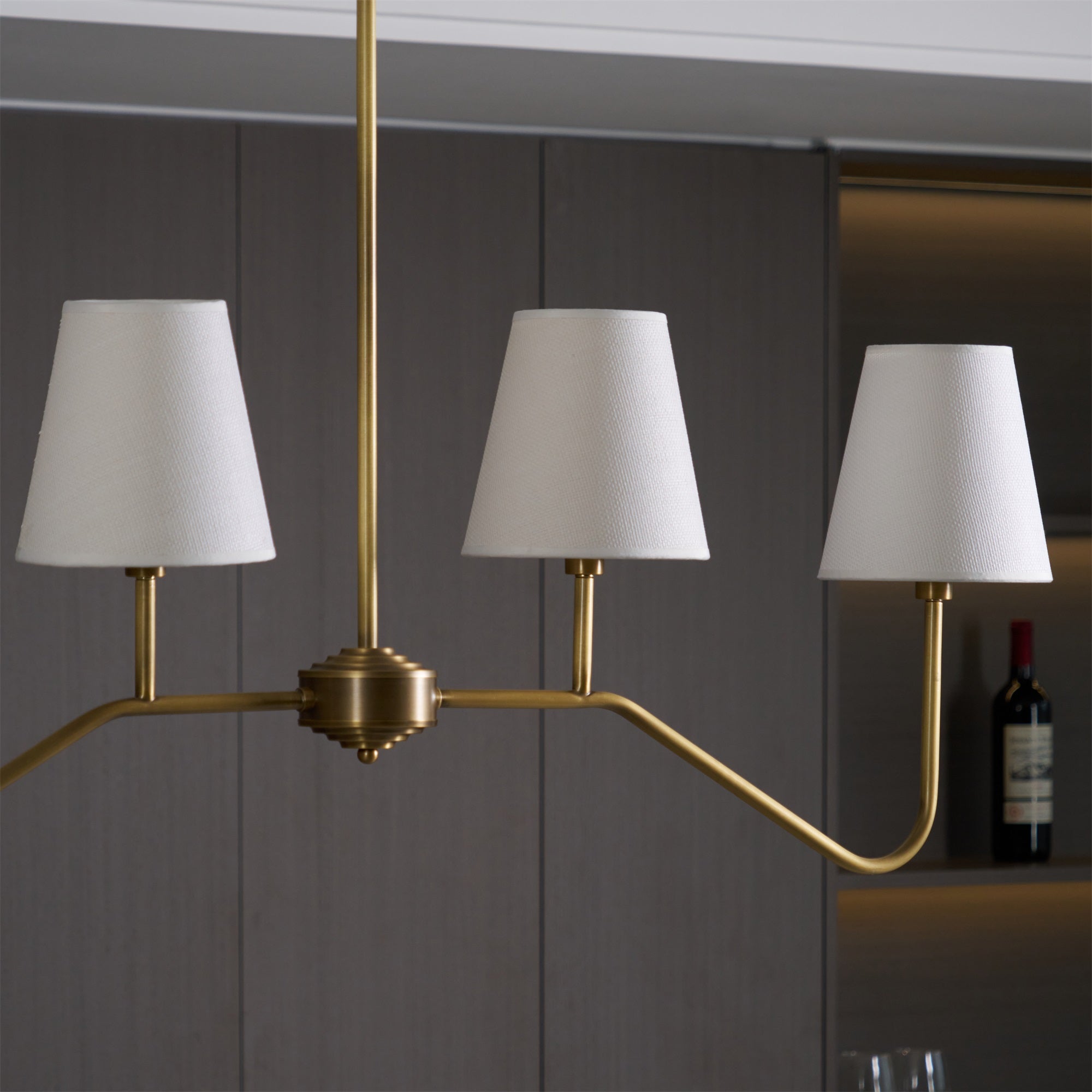 Oriinissa Chandelier Brass Curved Beige Linear