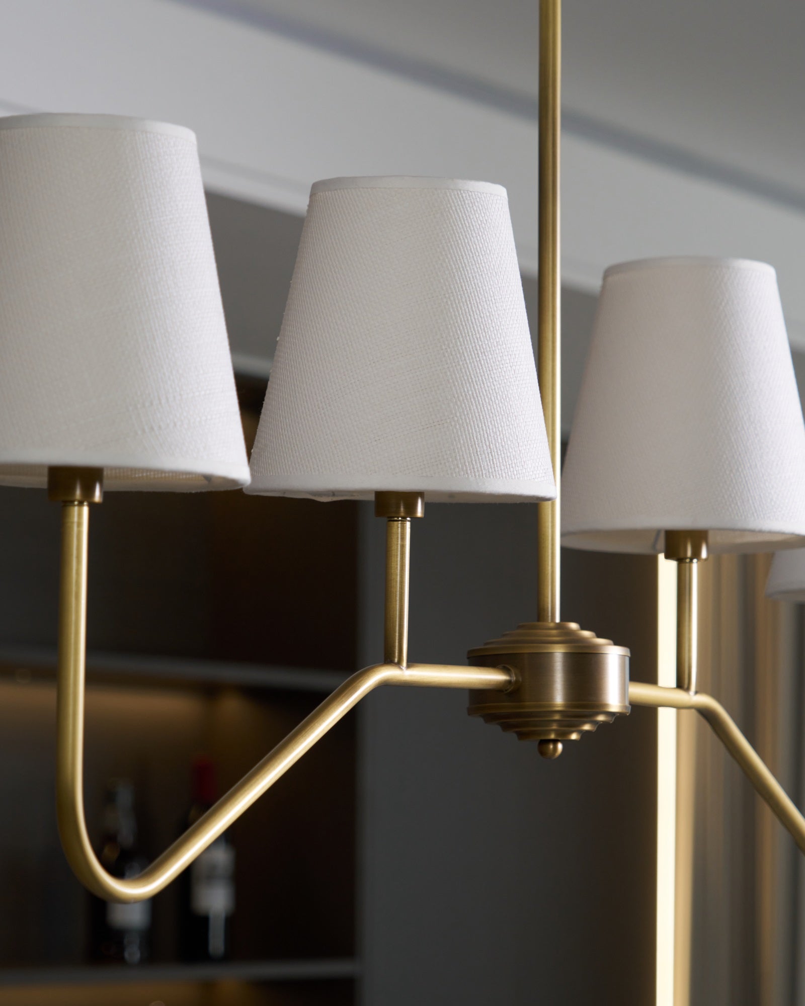 Oriinissa Chandelier Brass Curved Beige Linear