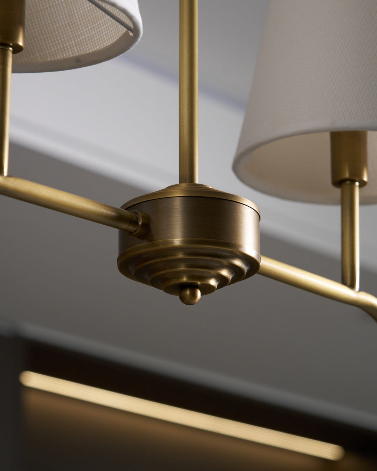 Oriinissa Chandelier Brass Curved Beige Linear