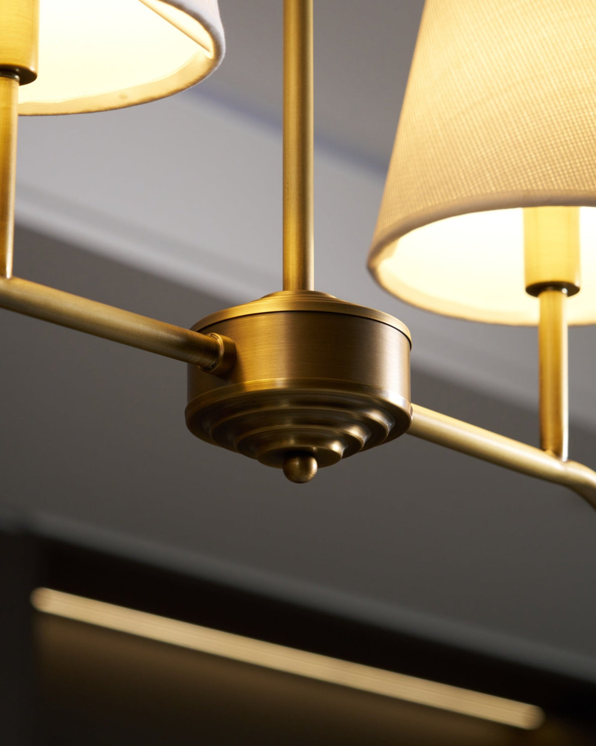 Oriinissa Chandelier Brass Curved Beige Linear