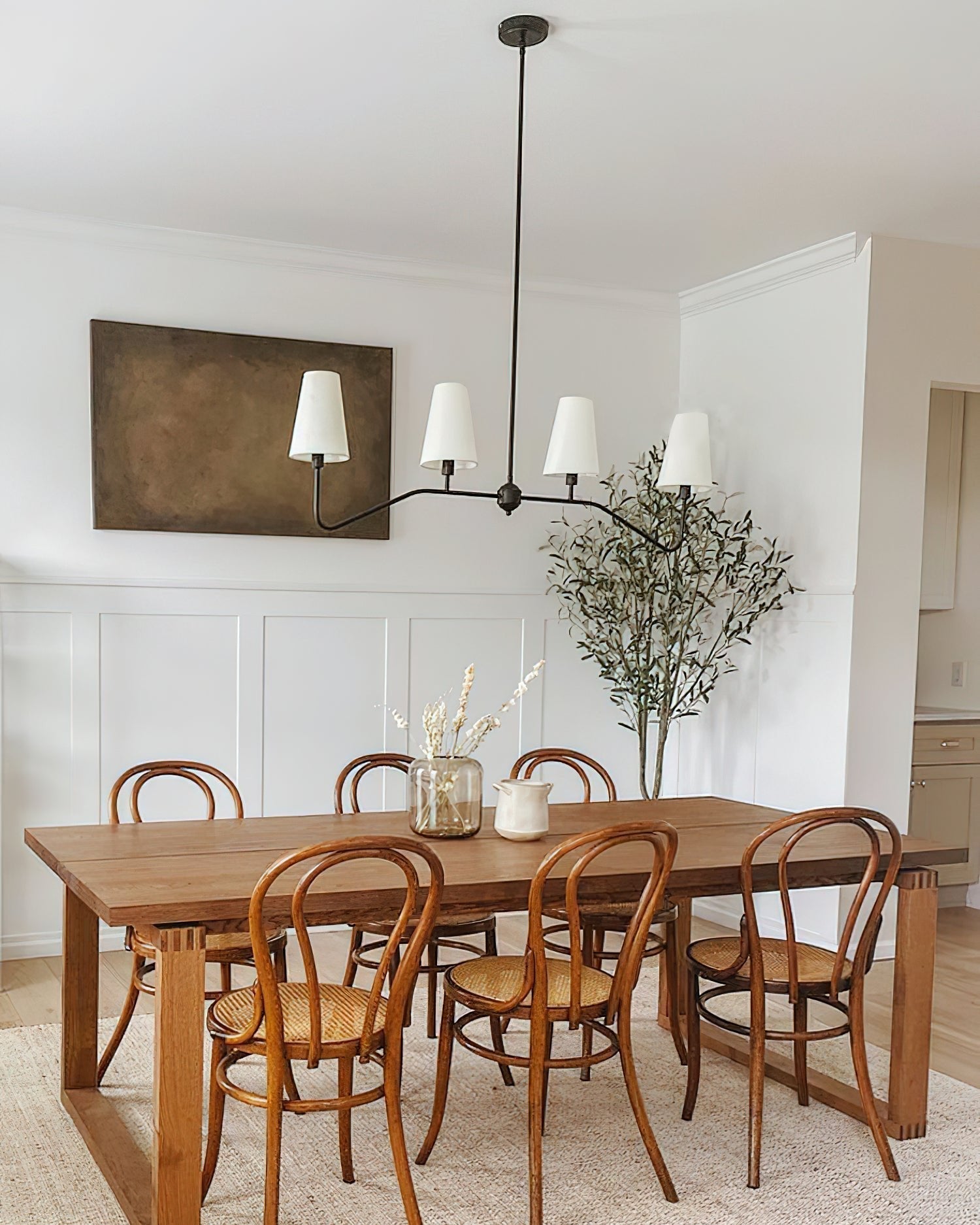 Oriinissa Chandelier Brass Curved Beige Linear