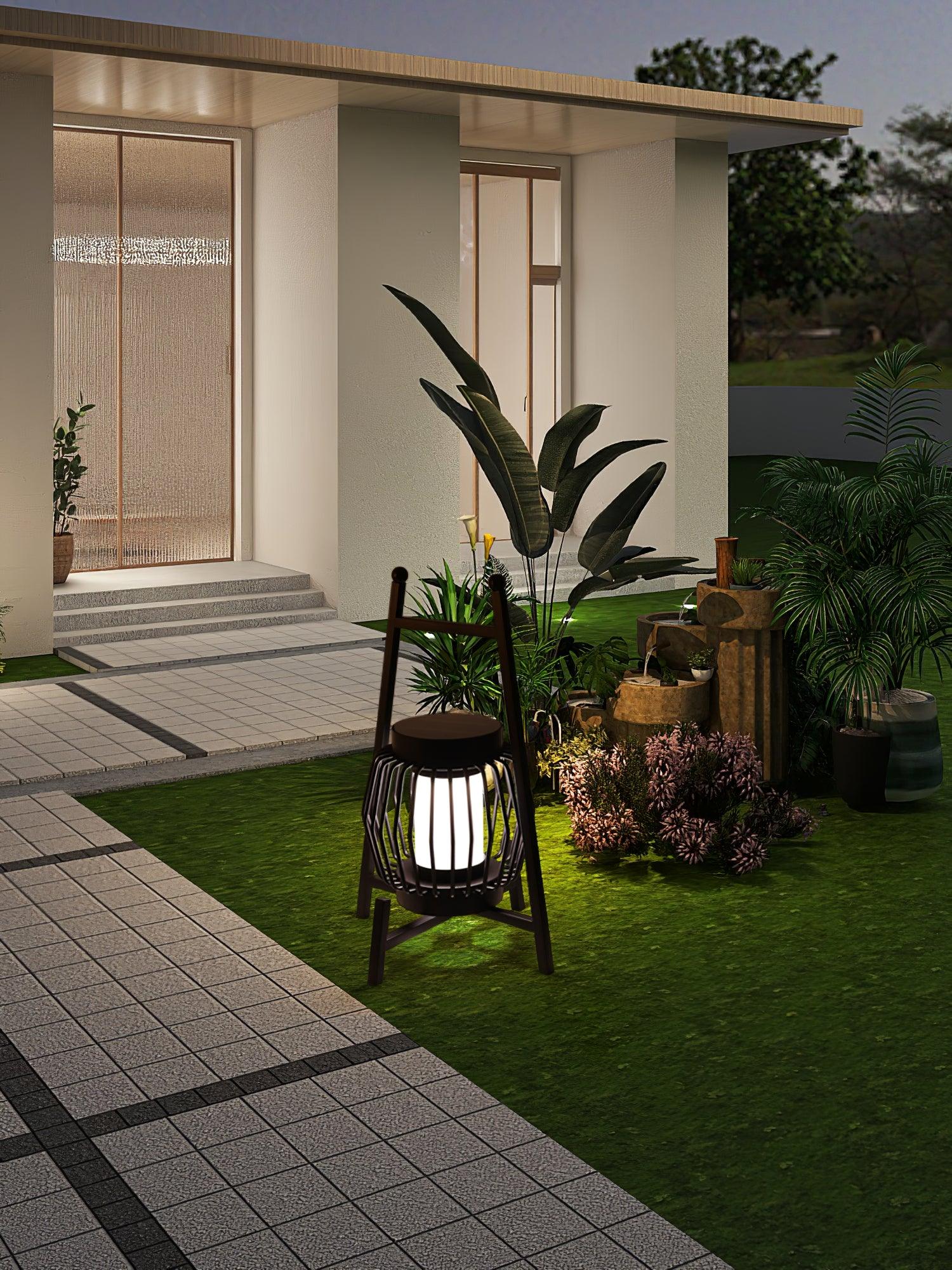 Vithair Oriental Wooden Outdoor Floor Lamp