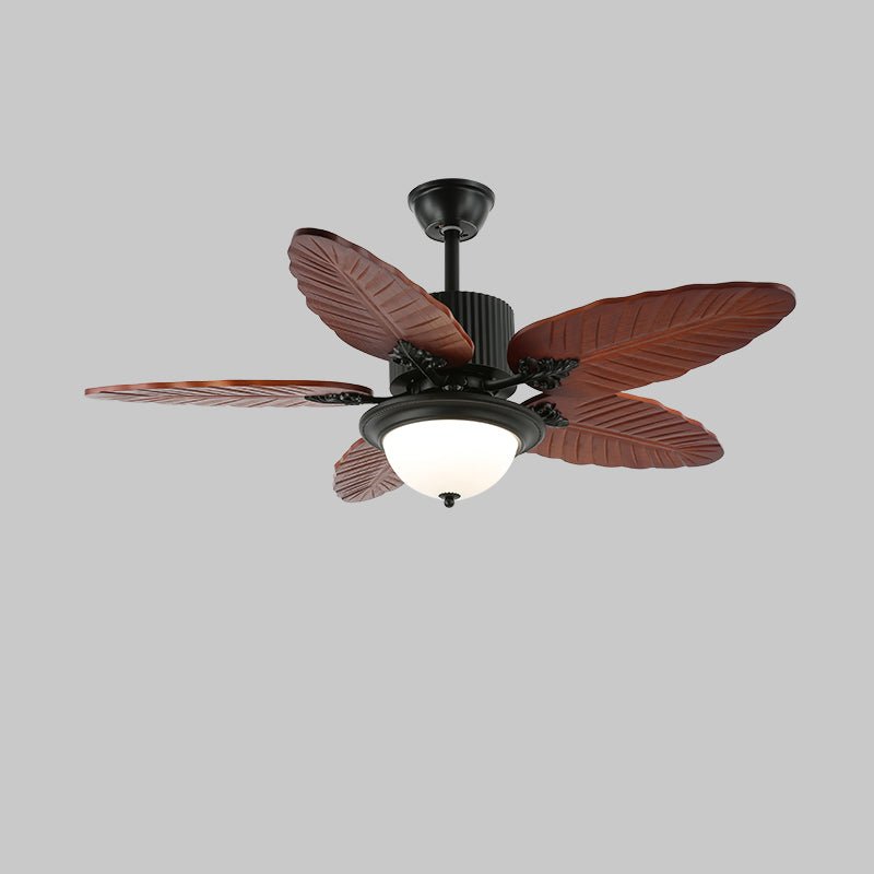 Syleelle Tropical Wood Glass Ceiling Fan Light