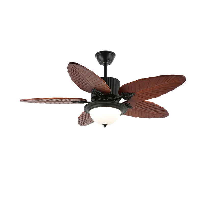 Syleelle Tropical Wood Glass Ceiling Fan Light