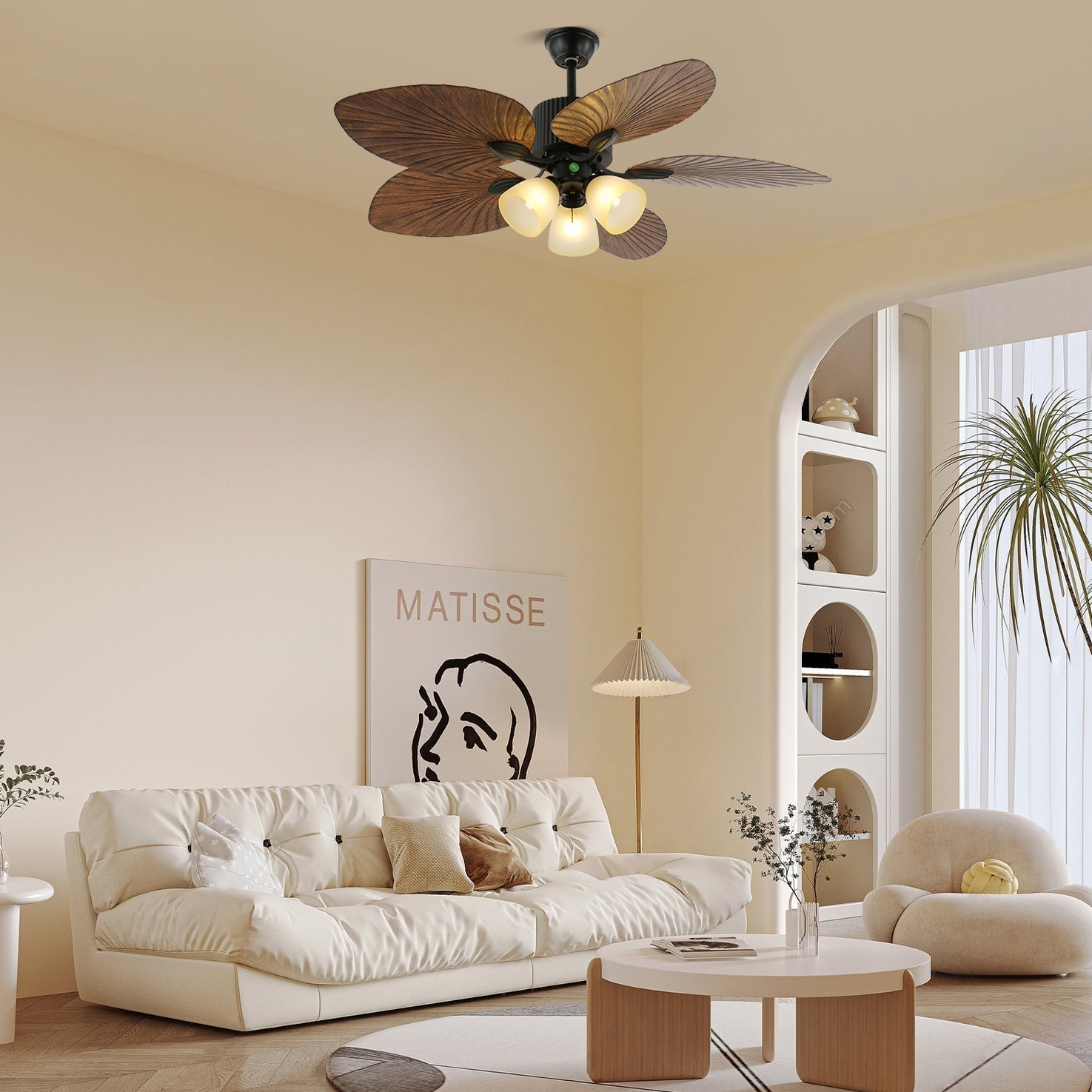 Alora Tropical Wood Ceiling Fan Light - Neutral Decor